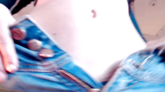 Pierced Goth Babe Strips Teal Hoodie and Pulls Down Jeans for Webcam