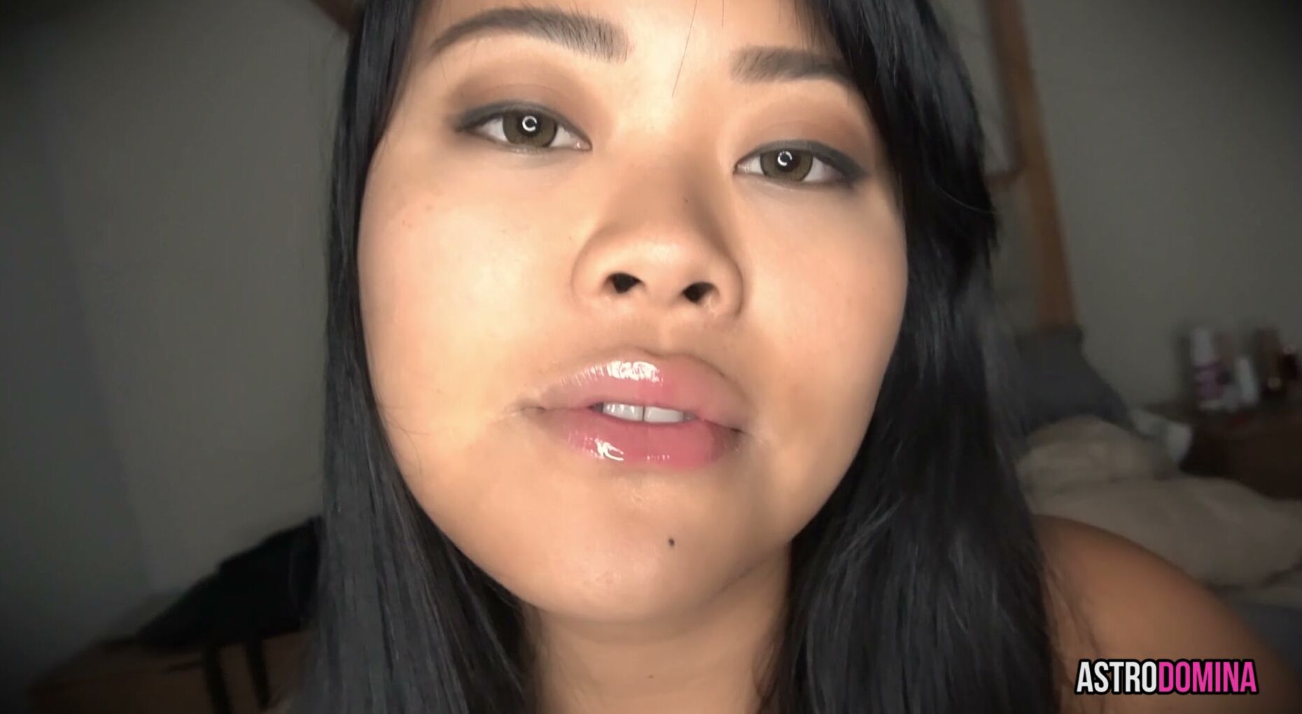 AstroDomina POV Asian Domina Smothering Kisses with Glossy Lips
