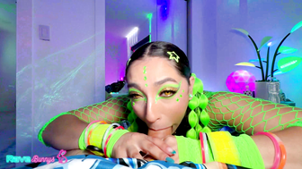 Madison Wilde Deepthroats Cock In Neon Rave Outfit And Rides Hard