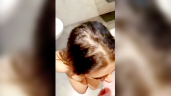 Real Indian Girl Deepthroats Cock on Dining Table and in Bathroom