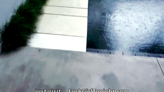 Brunette Amateur Girl Deepthroats Cock on Floor Then Bends Over for Hard Fuck