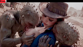 AI New Vegas Girl Sucked by Multiple Mutant Aliens in Desert