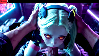 Cyberpunk Anime Babe Gets Deepthroated and Railed in Neon Bar
