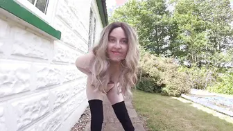 Haley inside Thigh Boots nude into the Garden