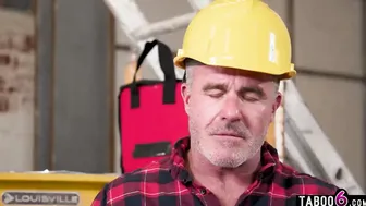Step Daughter Spencer Bradley screwed at a construction site into front of dad