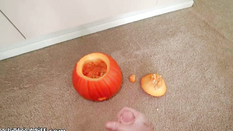 Step Bro Puts Dick In Pumpkin Then Deepthroats My Cum