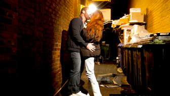 Audrey Reid Deepthroats Big Dick in Dark Alley Dumpsters