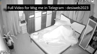 Night Vision CCTV Cam Captures Couple Hot Sex Under White Sheets in Bedroom