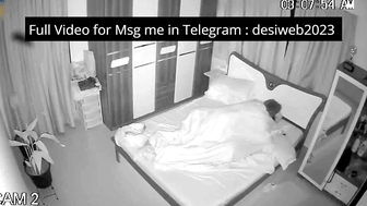 Night Vision CCTV Cam Captures Couple Hot Sex Under White Sheets in Bedroom