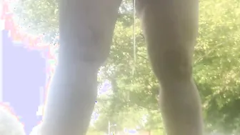 Peeing outdoors then Leave Lingerie behind Inpublic Toilet Old mom BBW