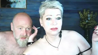 Rough Hand Job for Lustful Old mom Cocksucker