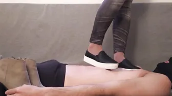 Trample porn video – Trampling the Sub with 2 different Shoes