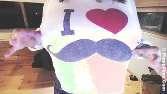 Monica Mendez Applying Lotion to her Gigantic Rounded Titted inside Front of