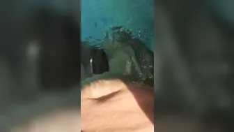 Swimming Pool Jet on my Jiggling Fat White Thighs and Vagina Underwater