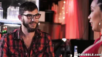 Gigantic cocked bartender fucks a beauty black Girl