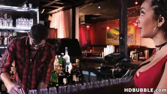 Gigantic cocked bartender fucks a beauty black Girl