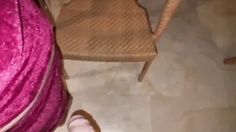 humiliating submissive boy inside outdoor on the balcony spain