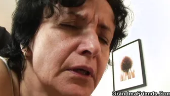 Hairy Granny porn video – Toying her older Unshaved Pussy before Family 3 Way