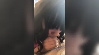 Babe Mama Blowing Cum off my Penis