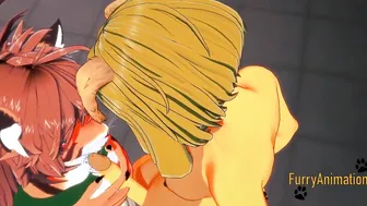 Furry Futanari Cartoon 3D - Dog Futanari and Tiger sluts head and