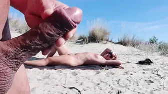 He pulls out his huge dick into front of this