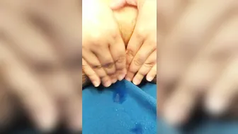 Chubby Hispanic Plays with Bushy Meaty Snatch