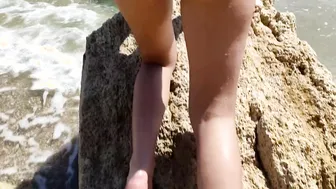 Alice is chilling on the Sea on a Wild Beach with a