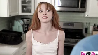 Red Head stepsister Cecelia Taylor wanted to try stepbrothers big cock