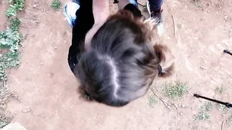 Outside oral sex with pigtails