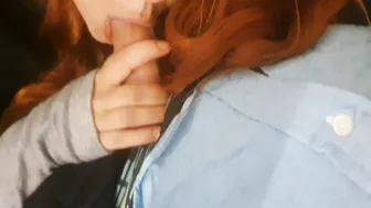 Sensual Red Haired Receptionist under Desk