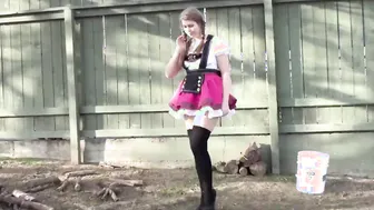 Spanked outdoors
