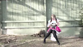 Spanked outdoors