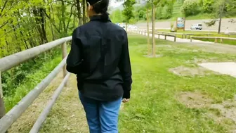 Stranger Dark Haired into the Outdoor Park Accepts to Fondle that Dick for