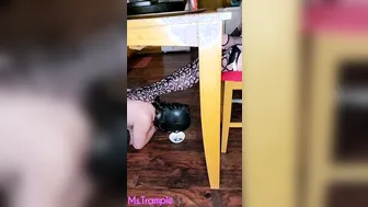 Feeding my Leashed Fem Dom Toes Sub MMs W/ my Fishnet Toes under