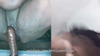 His Queen Suga - Bouncing on a Sex Toy - Split Screen