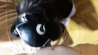Oral Sex Deeply on Beauty White and African Clothes. High Heels and Stockings