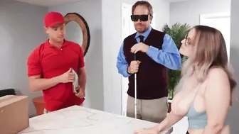 Chubby wifey plowed by delivery bro