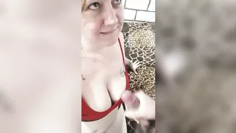 Quick Titty Cummed into my new Pijamas Husband couldnt help himself