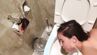 Human Bathroom Waiting for me to Piss all over her Face next to the Bathroom at the Hotel