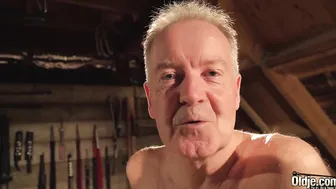 Grandpa thick penis fucks tight teenie snatch