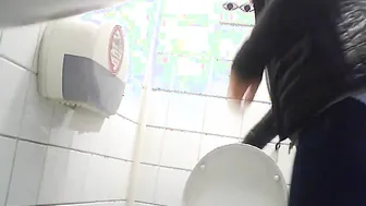 Only adult cunt with mouth pissing into the outdoors mall toiletstall spycam