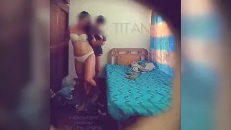 Concealed camera with a Bombshell women she is a co-worker the little