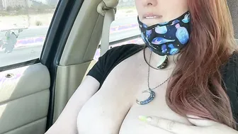 Driving around with my Titted out into the Vehicle Flashing