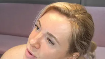 Russian blonde with a stunning booty caresses her vagina