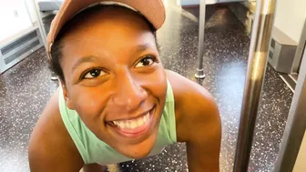 Black 18 Year Old Takes Strangers Load on her Face into Outside Subway