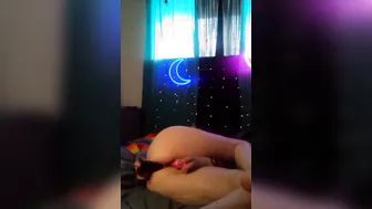double penetration Queen Fucks both Tight Irresistible Leaking Bunni Holes with 2 Fat Toys like a Whore