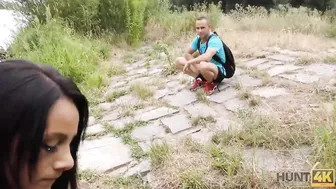 HUNT4K. Public sex with hunter ends for tanned dark hair