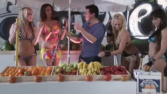 Fruit Stand Guy Getting the Time of his Life with 2 Goddess Girls`