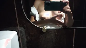 Alice Takes a Selfie of her Boobies into the Wc Mirror at the Request of a new Fucker just now