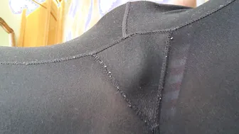 View through Pants and Gigantic Fake Tits